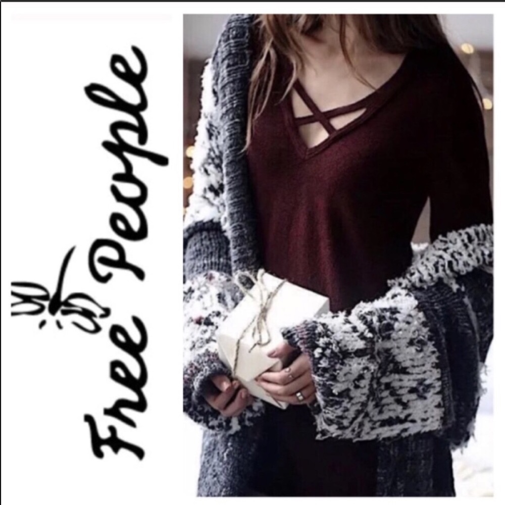 Free People Mocha Criss Criss Sweater • NWT